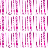 Pattern. Paint brushes. Set of pink brushes on a white background