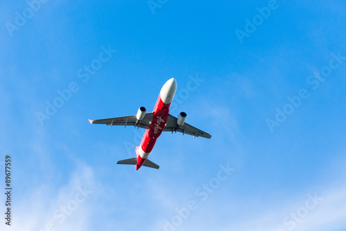 CHIANG MAI  THAILAND - AUG 10  2015 Airplane by airasia in the sky August 10  2015 in chiang mai  thailand