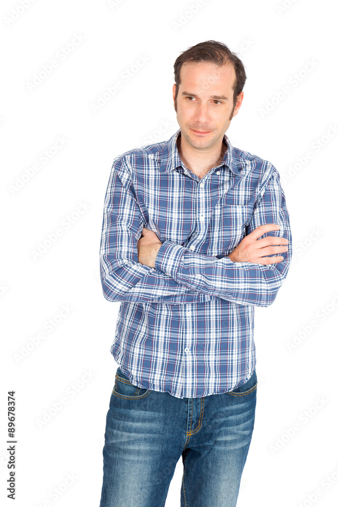 Handsome man doing different expressions in different sets of clothes: worried Handsome man doing different expressions in different sets of clothes: worried