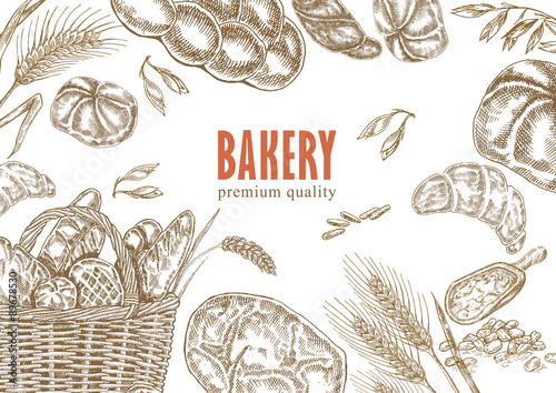 Bread design template. Bakery set.