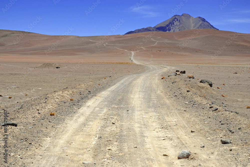 Remote, Barren volcanic landscape of the Atacama Desert, Chile