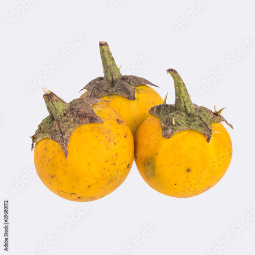 Yellow berried nightshade isolated on white.