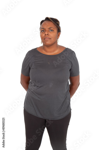 Beautiful black woman doing different expressions in different sets of clothes