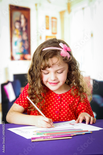 Sweet little girl coloring