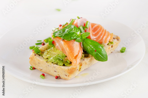 Healthy Cereal Sandwich with a smoked salmon