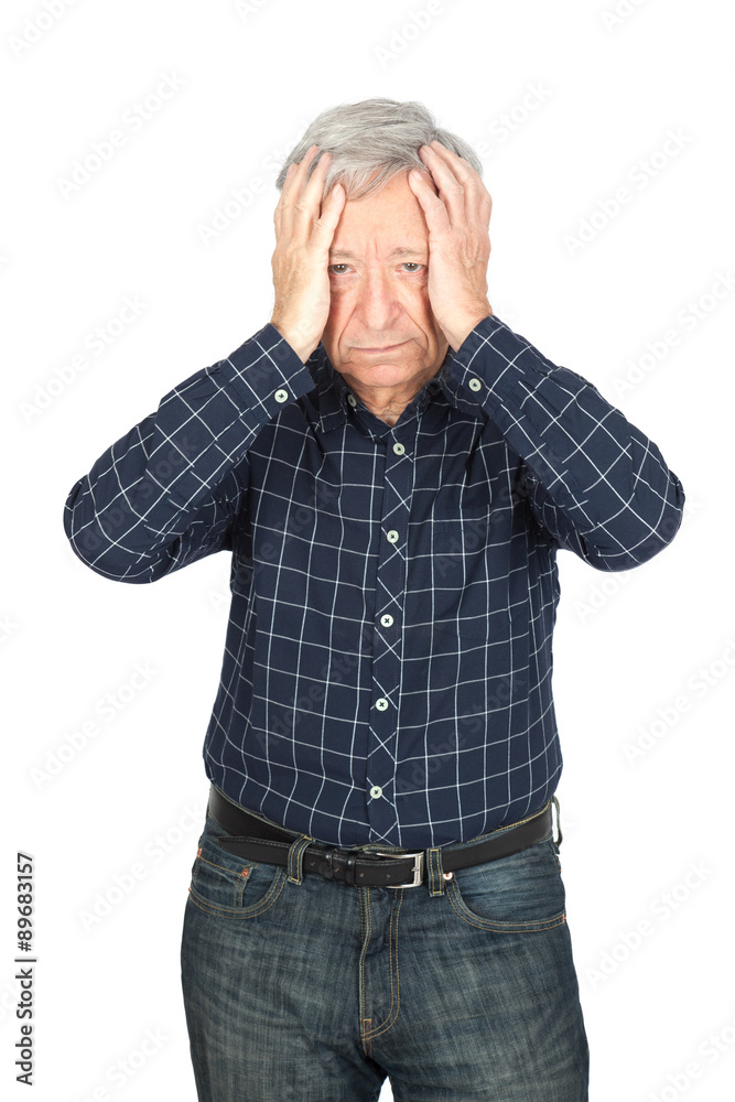 Handsome man doing different expressions in different sets of clothes: headache Handsome man doing different expressions in different sets of clothes: headache