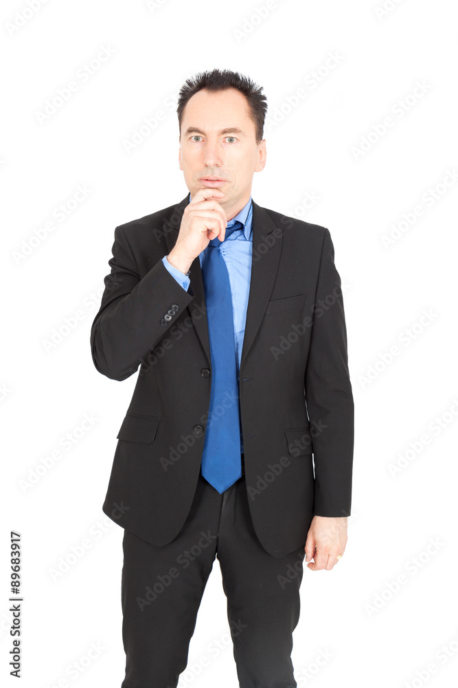 Handsome businessman doing different expressions in different sets of clothes: thinking Handsome businessman doing different expressions in different sets of clothes: thinking