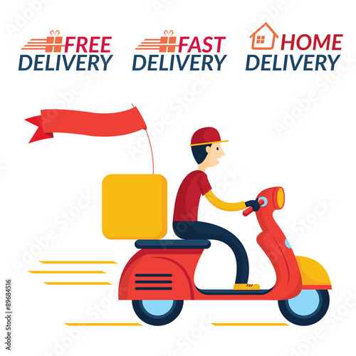 Delivery Boy Ride Scooter Motorcycle Service, Order, Worldwide Shipping, Fast and Free Transport