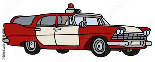 Classic fire patrol car / hand drawing, vector illustration
