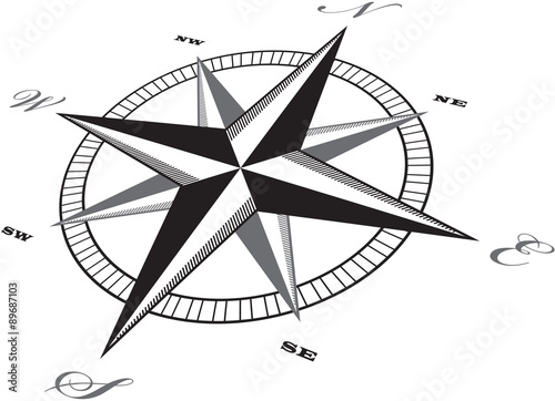Wind rose compass retro design vector 