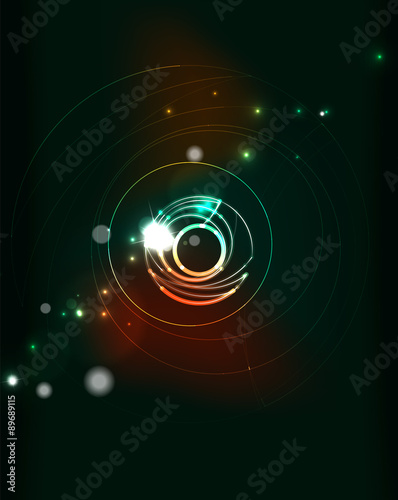 Glowing circle in dark space
