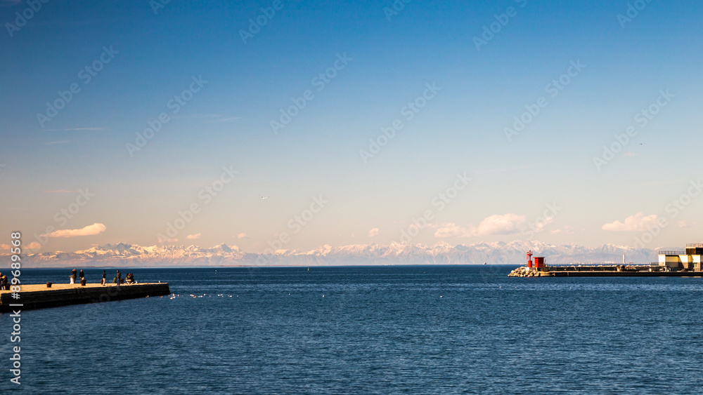 winter morning at the port of Trieste