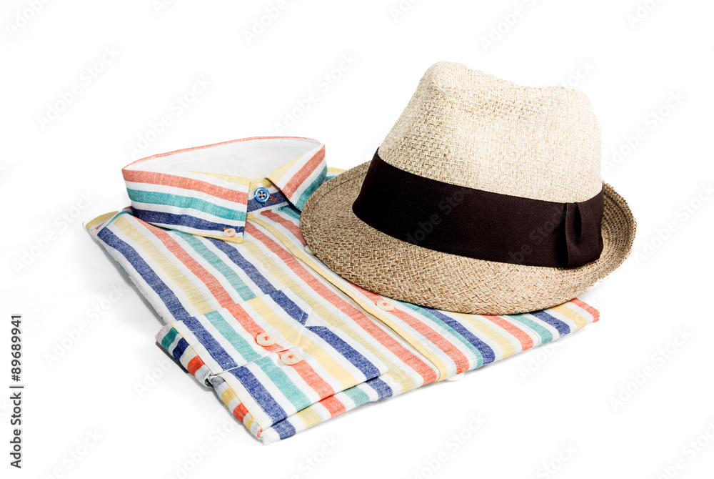 Set of various clothes and accessories for men isolated on white