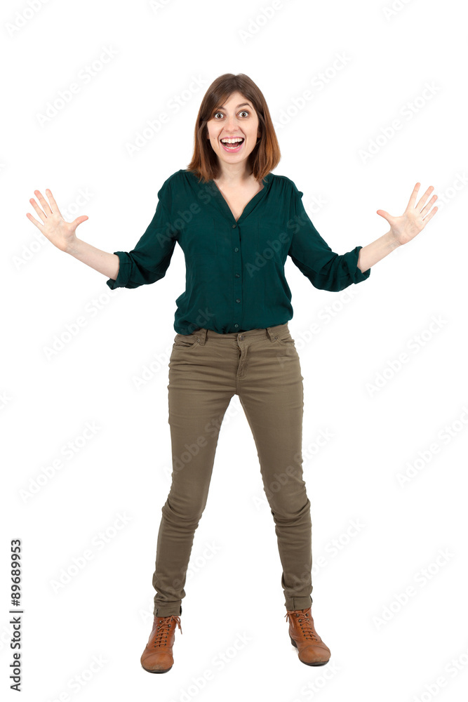 Beautiful woman doing different expressions in different sets of clothes: posing Beautiful woman doing different expressions in different sets of clothes: posing