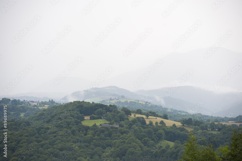 Obraz premium Misty mountains in France. Region Midi Pyrenees..