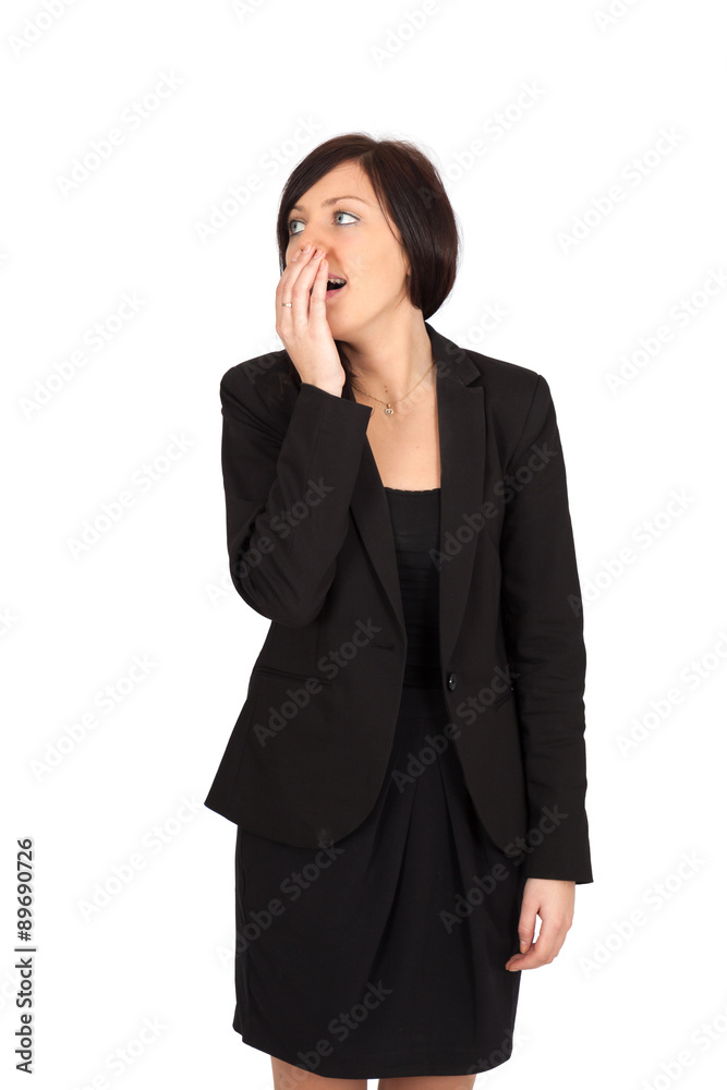 Beautiful woman doing different expressions in different sets of clothes: yawning Beautiful woman doing different expressions in different sets of clothes: yawning