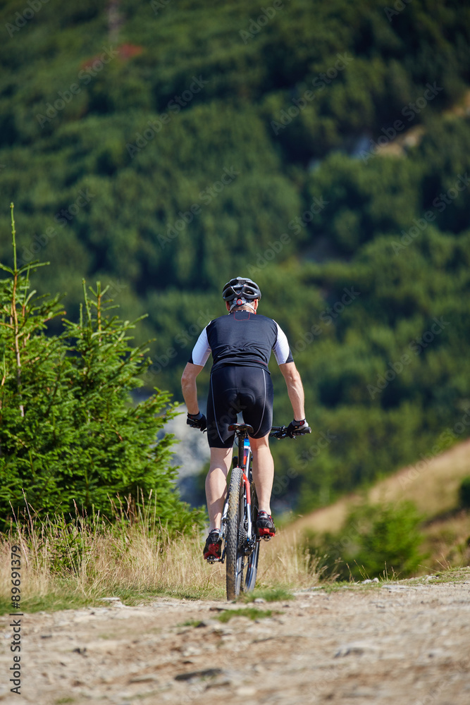 Mountain biker on trails