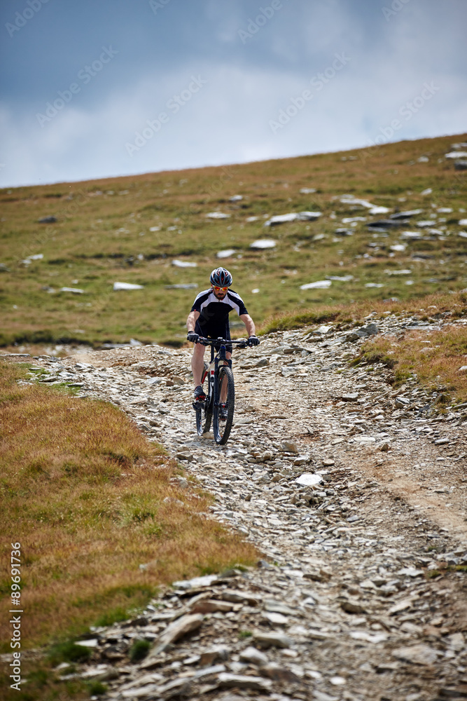 Obraz premium Mountain biker on trails