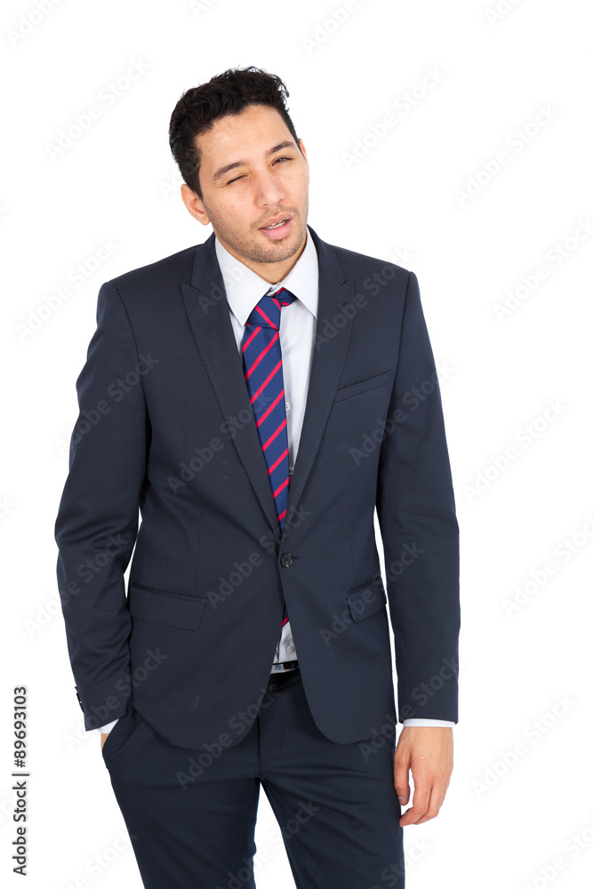 Handsome man doing different expressions in different sets of clothes: blinking Handsome man doing different expressions in different sets of clothes: blinking
