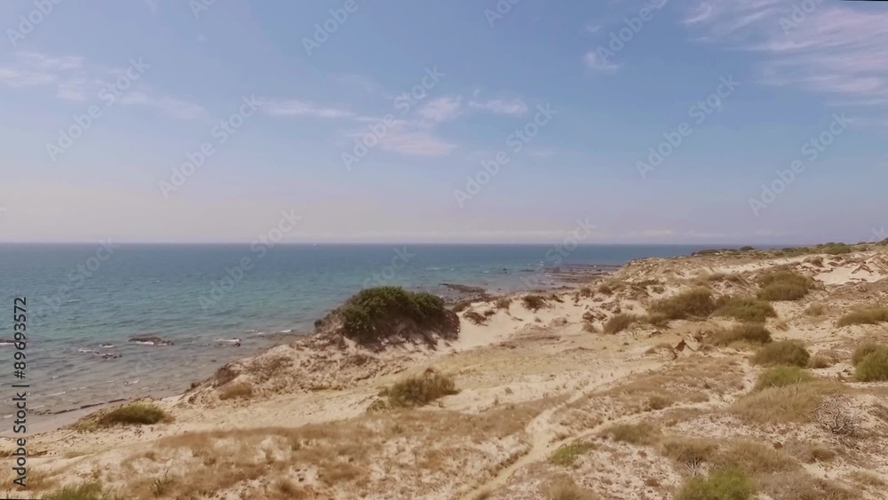 Aerial View from Flying Drone Over Beach and Sea Aerial View from Flying Drone Over Beach and Sea