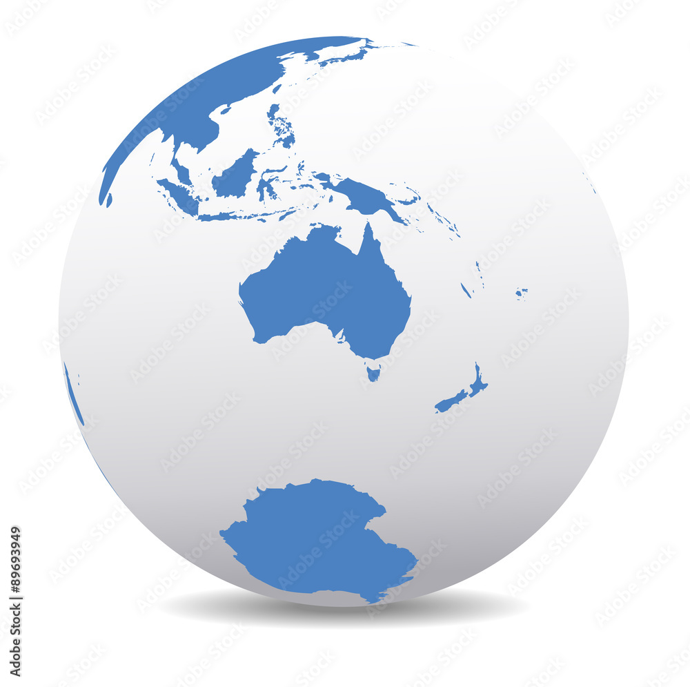 Australia and New Zealand, South Pole, Antarctica, Global World