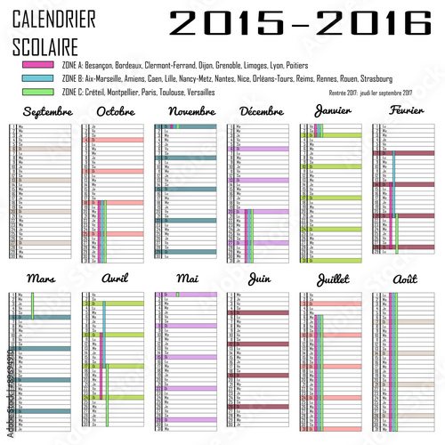 Calendrier des vacances scolaires 2015 2016 personnalisable