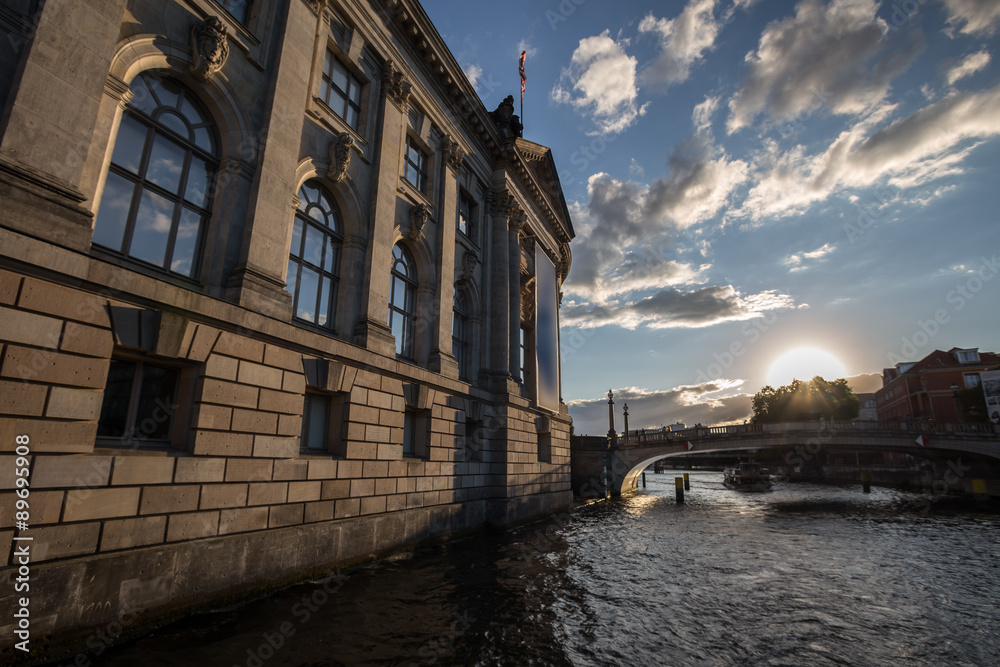 berlin spree riverside view sundown