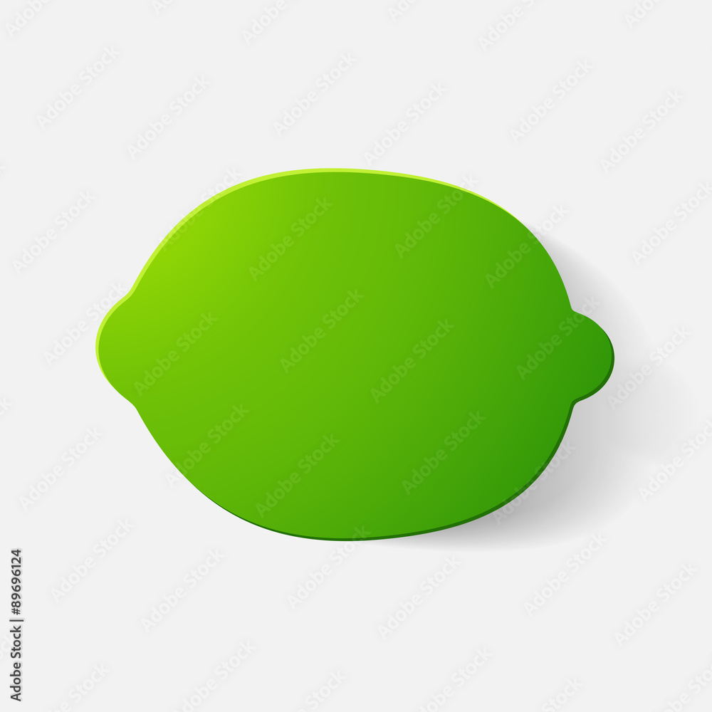 Paper clipped sticker: fruit, lemon Paper clipped sticker: fruit, lemon