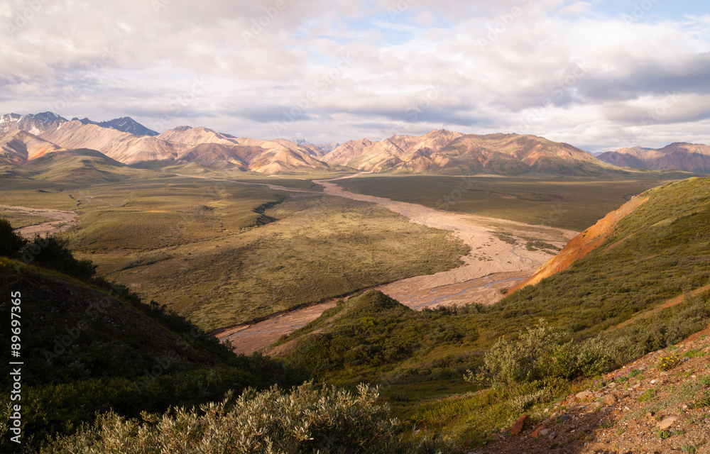 Naklejka premium View Glacier Creek Near Eielson Visitor Center Denali National Park