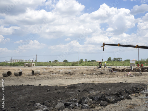 Construction Site of a Bicycle Track around the Suvarnabhumi International Airport