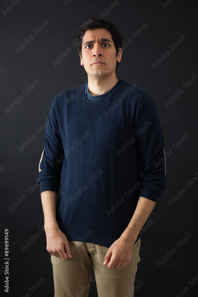 Handsome men doing different expressions in different sets of clothes: surprise Handsome men doing different expressions in different sets of clothes: surprise