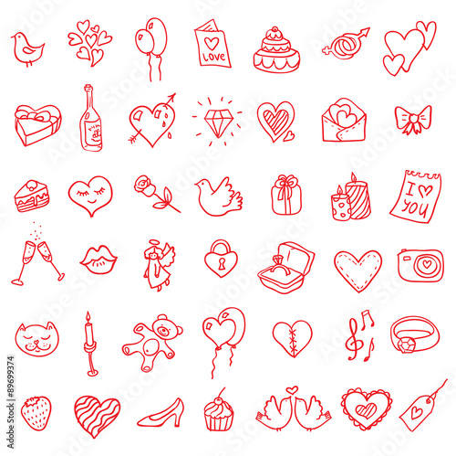 doodle icon set isolated,
