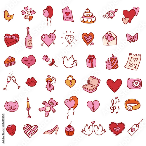 doodle icon set isolated,
