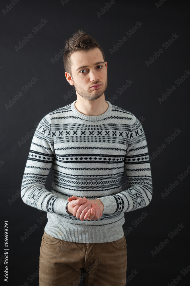 Handsome men doing different expressions in different sets of clothes: surprise Handsome men doing different expressions in different sets of clothes: surprise
