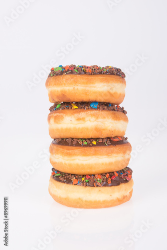 chocolate donuts on a white background