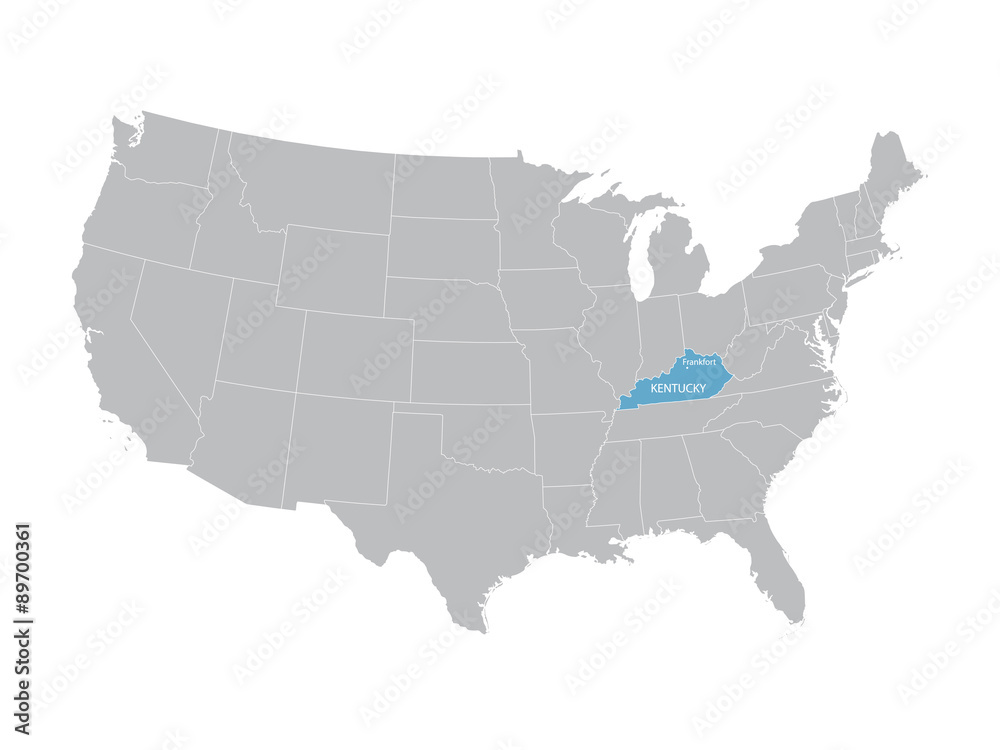 vector map of United States with indication of Kentucky