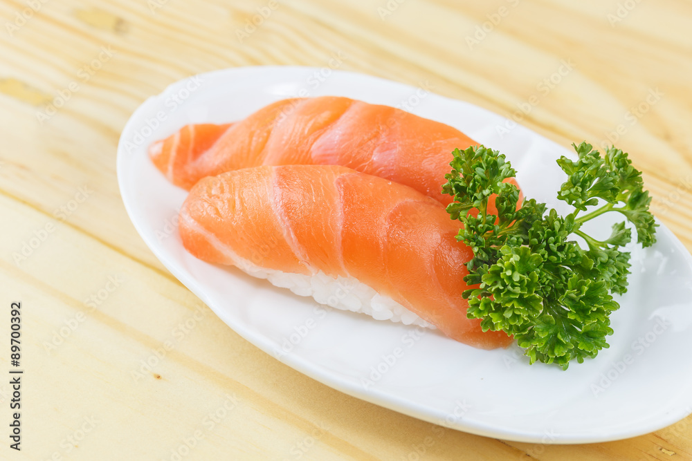 Traditional japanese food, Salmon sushi