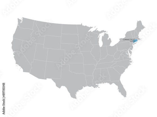vector map of United States with indication of Connecticut