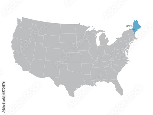 vector map of United States with indication of Maine