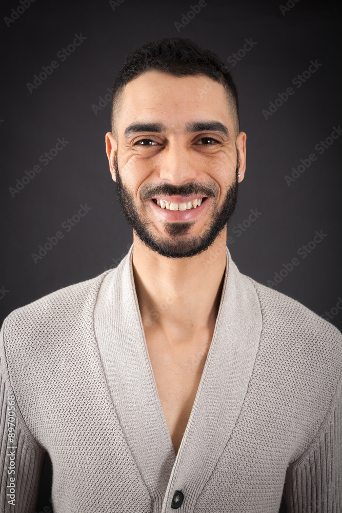 Obraz premium Handsome man doing different expressions in different sets of clothes: love