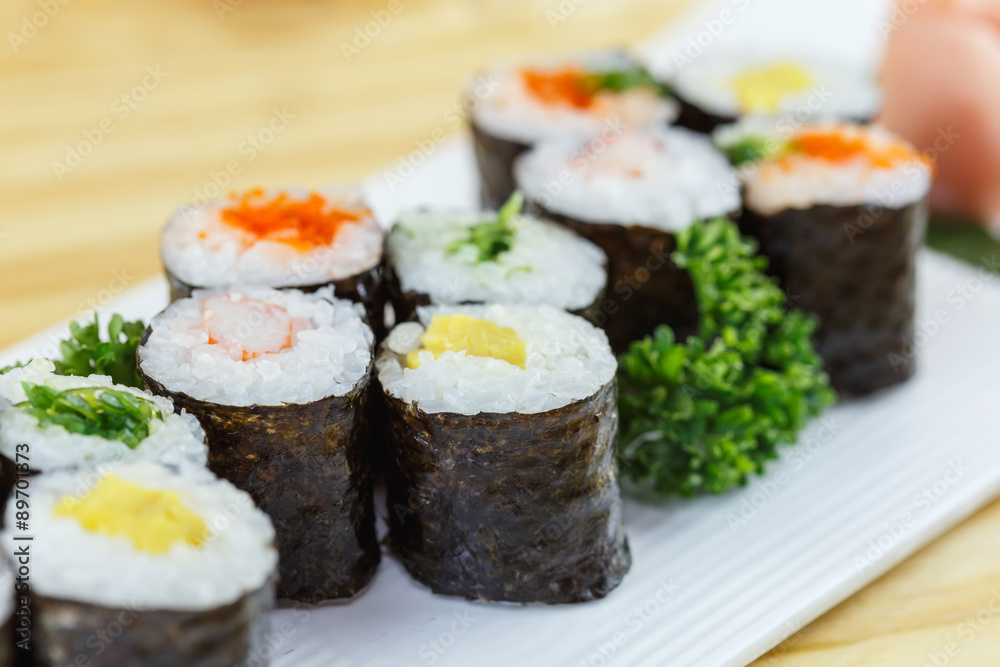 Traditional japanese food, roll sushi Traditional japanese food, roll sushi