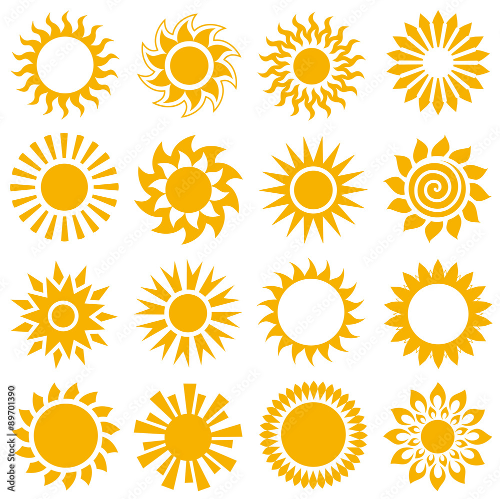 Collection of sun icons. Vector illustration