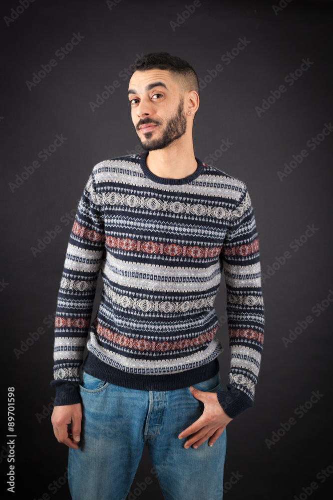 Handsome man doing different expressions in different sets of clothes: love Handsome man doing different expressions in different sets of clothes: love