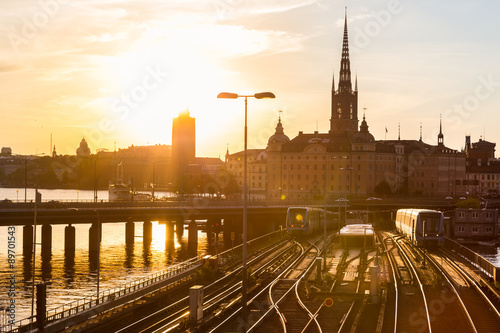 Photography Railway tracks and trains in Stockholm, Sweden.