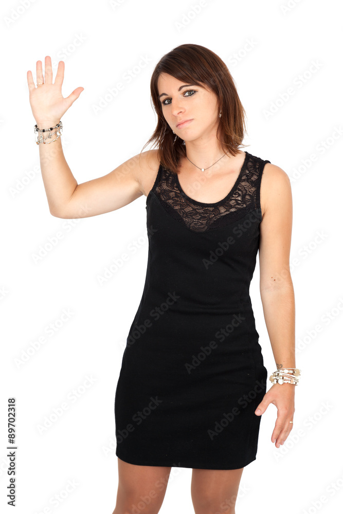 Beautiful woman doing different expressions in different sets of clothes: be careful Beautiful woman doing different expressions in different sets of clothes: be careful