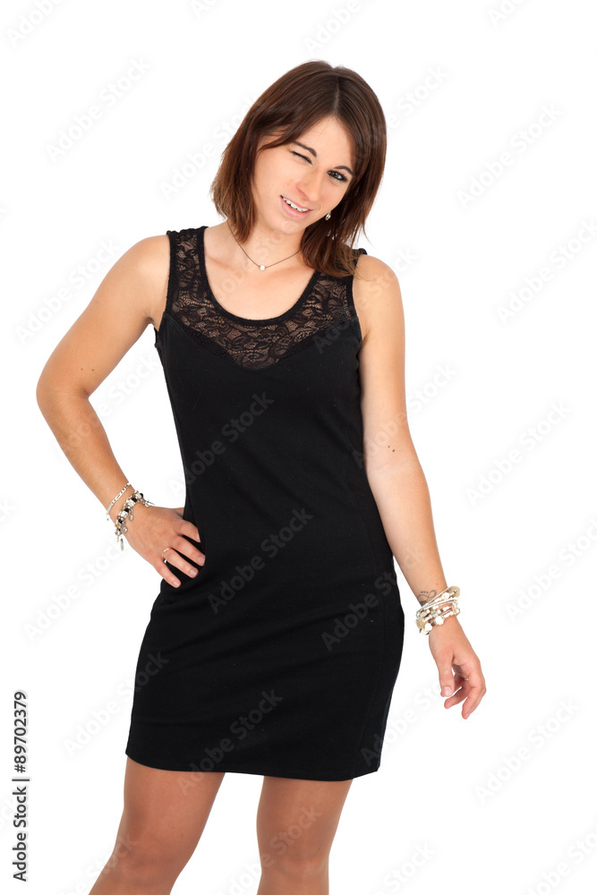 Beautiful woman doing different expressions in different sets of clothes: blinking Beautiful woman doing different expressions in different sets of clothes: blinking