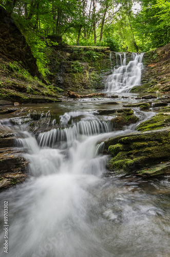 Waterfall in Iwla, Beskid Niski mountain range in Polish Carpathian Mountains