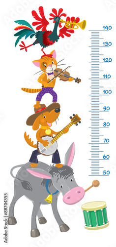 Meter wall with funny Bremen Town Musicians