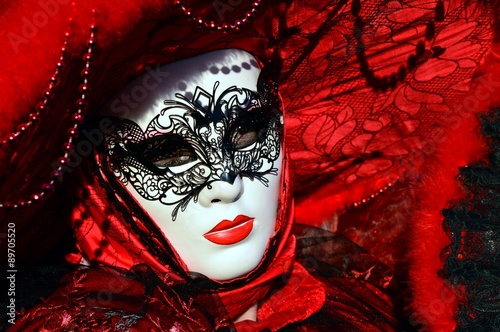 Sensual eyes red mask at the Carnival of Venice