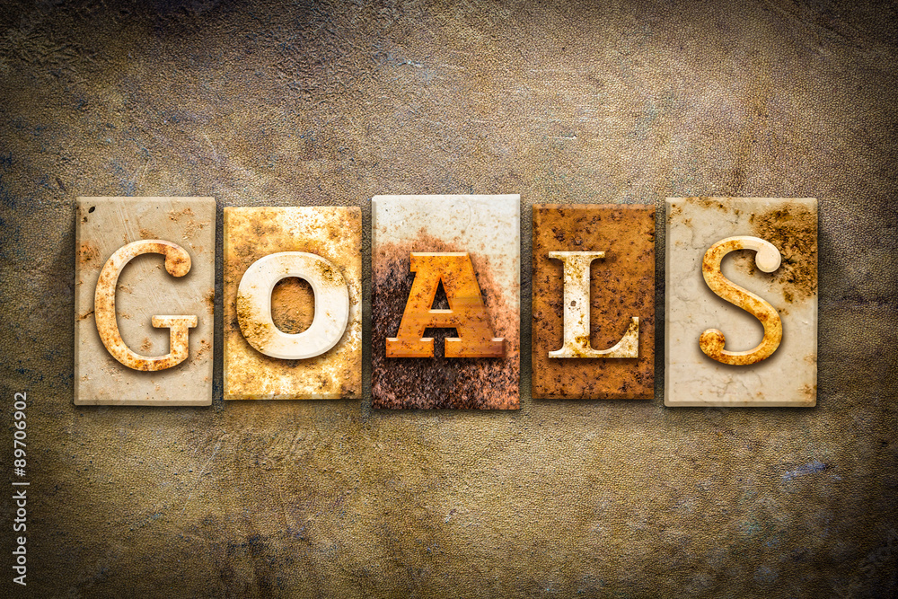 Naklejka premium Goals Concept Letterpress Leather Theme